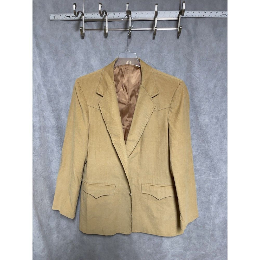 Pioneer Wear Blazer Men's 44L Beige Corduroy 2B Western Elbow Pads Cowboy Luxury